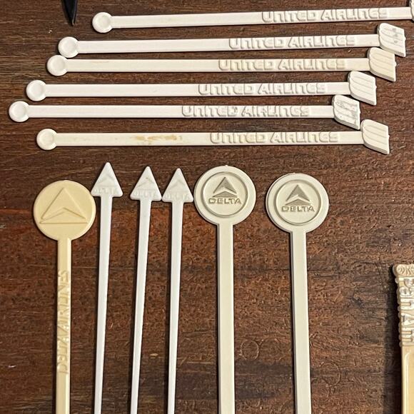 Vintage Collection of 97 Swizzle Sticks Drinks Mixer Airlines Hotels Bars - Picture 5 of 11